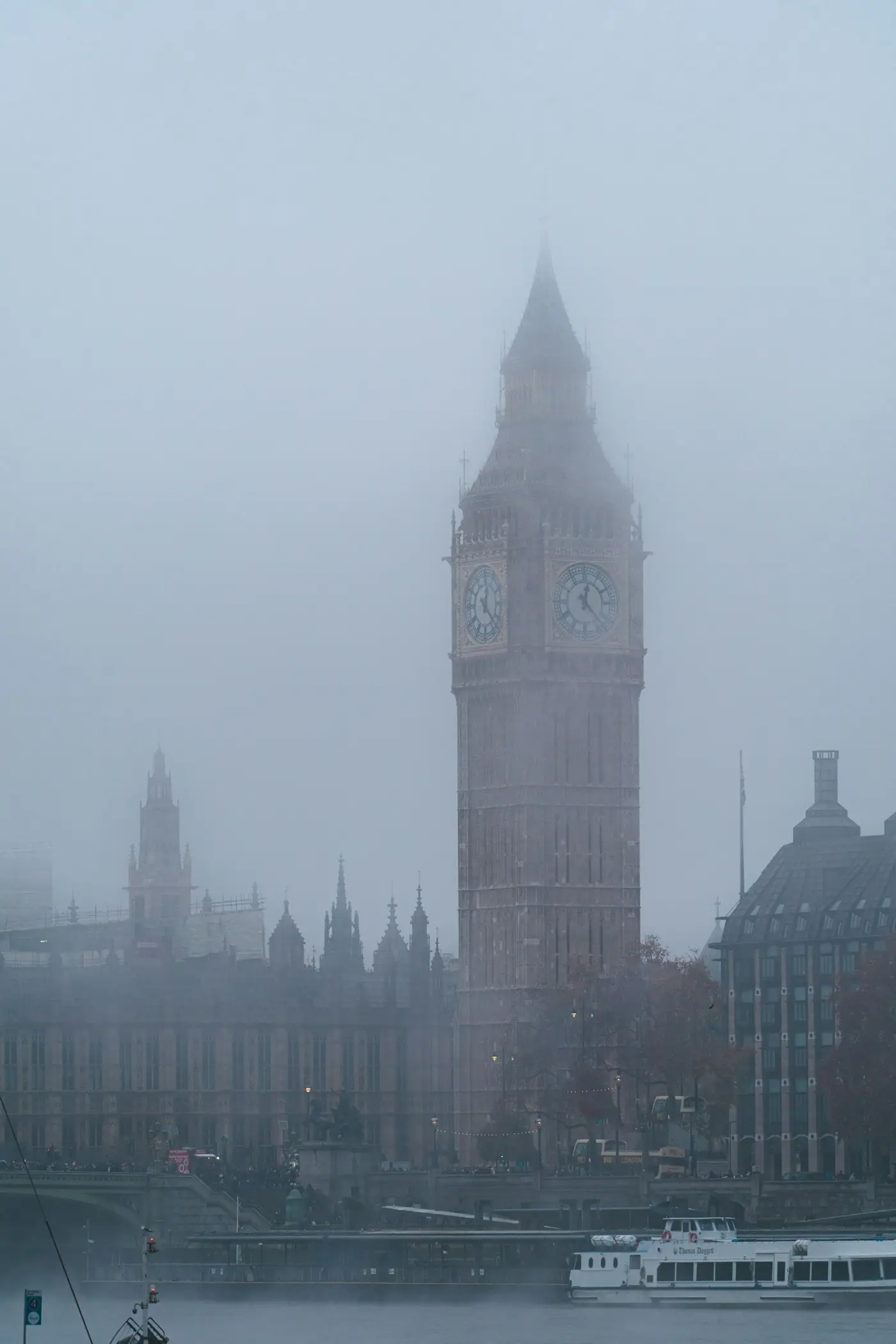 Elizabeth Tower in morning fog, Westminster